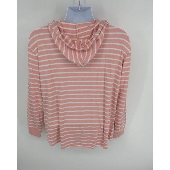 C & C California Women's Striped Misty Rose Hoodie Heart Patch Shirt S NWT $68 - Picture 4 of 4